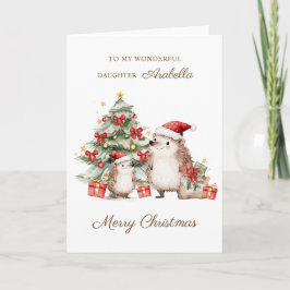 Tarjeta Daughter Santa Hedgehog Christmas 