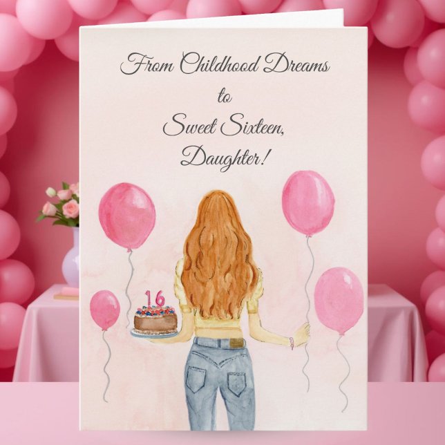 Tarjeta Daughter Sweet Sixteen Girl in Jeans Celebrating (Subido por el creador)