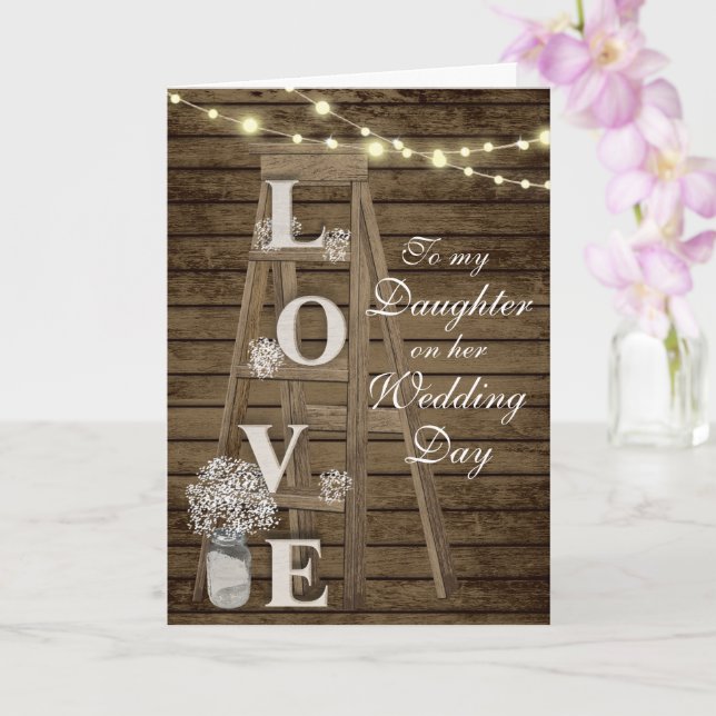 Tarjeta Daughter Wedding Day Rustic Ladder Card (Orquídea)