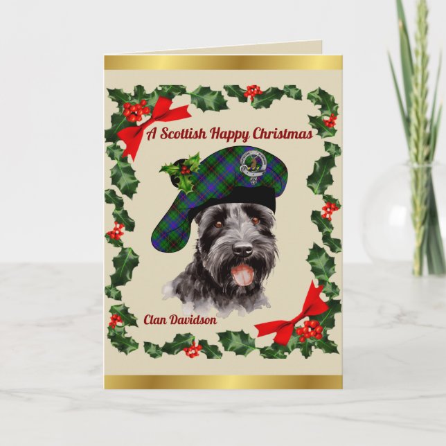Tarjeta Davidson Scottie Dog Navidad Personalizado (Anverso)
