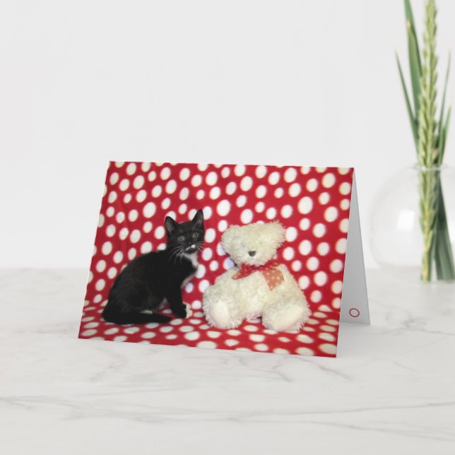 Tarjeta Davina el gato y el osito Teddy (Anverso)