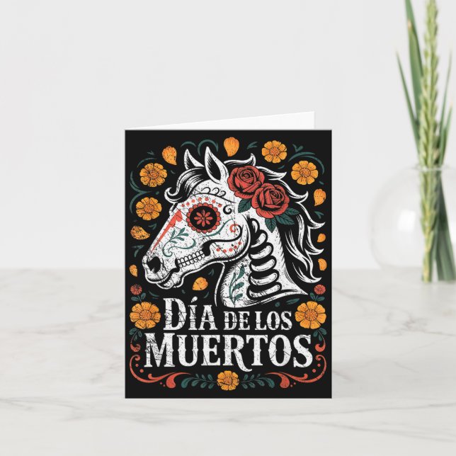 Tarjeta Day Of The Dead Horse Halloween Sugar Skull Costum (Anverso)