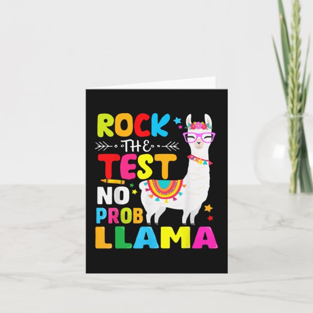Tarjeta Day Rock The Test Docing No Prob Llama Teacher (Anverso)