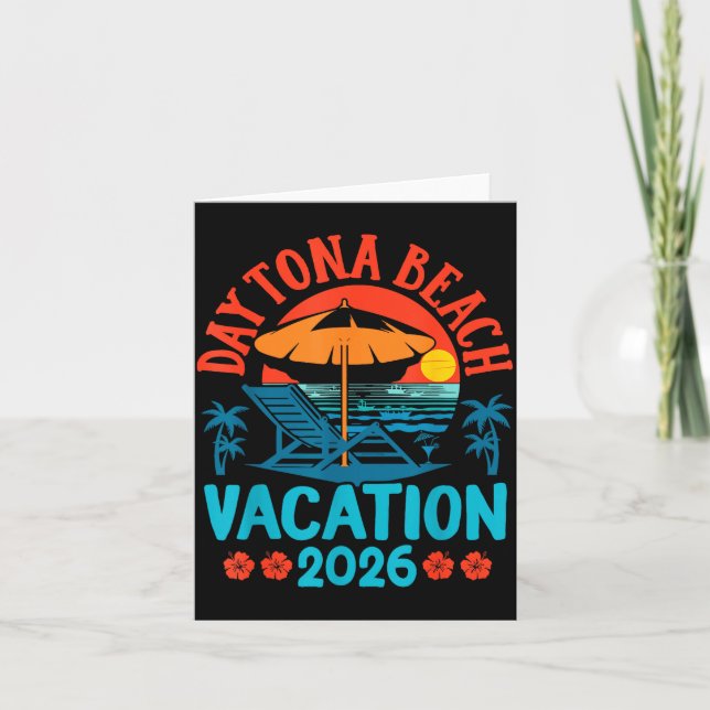 Tarjeta Daytona Beach Florida 2026 Family Vacation Summer  (Anverso)