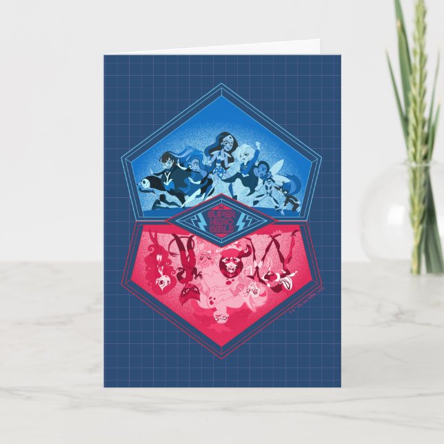 Tarjeta DC Super Hero Chicas lucha en equipo (Anverso)