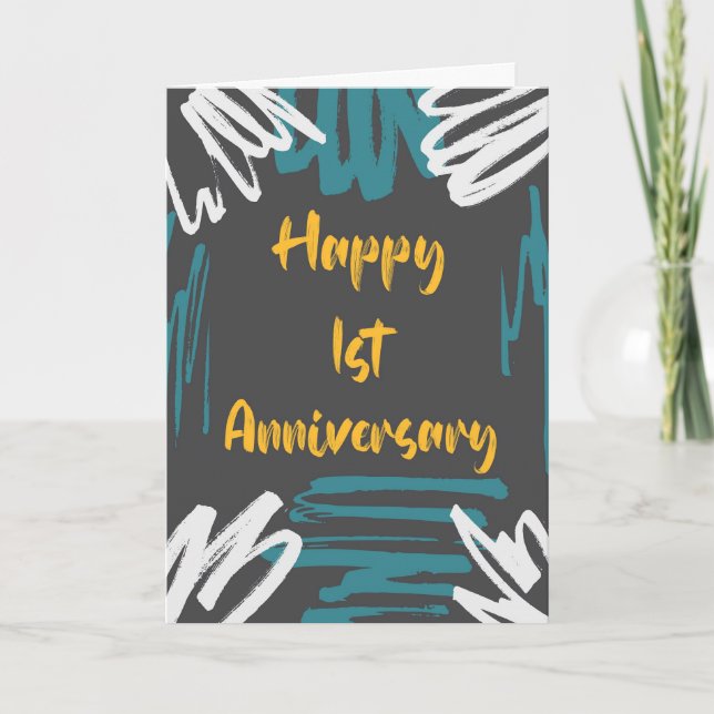 Tarjeta de 1º Aniversario de Pastel (Anverso)