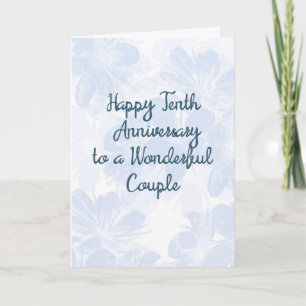 Tarjeta de 10º Aniversario de Boda Flores Azules