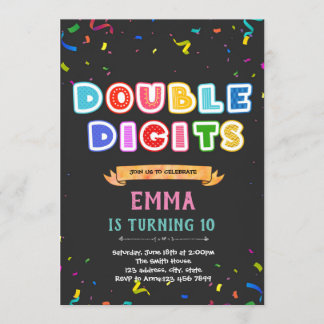 Tarjeta de 10 cumpleaños de dos dígitos