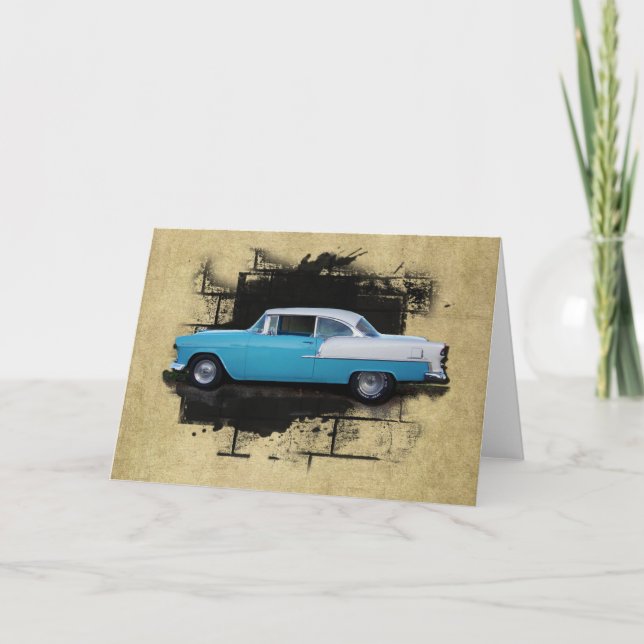 Tarjeta de 1955 Chevy Bel Air- Classic Cars- (Anverso)