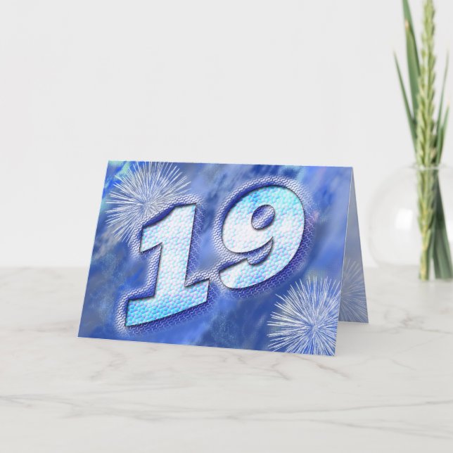 Tarjeta de 19 años con fuegos artificiales (Anverso)