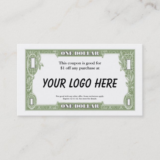 Tarjeta de $1 cupones (Anverso)