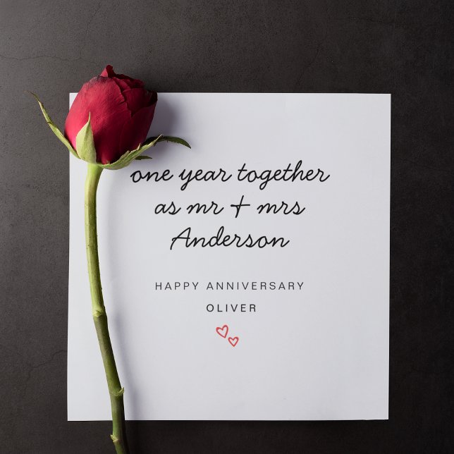 Tarjeta de 1er Aniversario de Boda para Esposo Esp (Front)