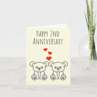 Tarjeta de 2º aniversario feliz para dos parejas d