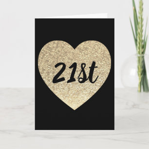 Tarjeta de 21 cumpleaños Gold Heart