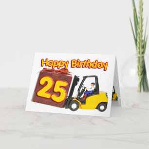 tarjeta de 25 años con un camión de elevación de h