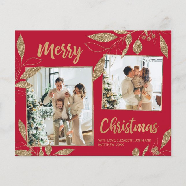 Tarjeta de 2 Navidades de fotografía con elegancia (Anverso)