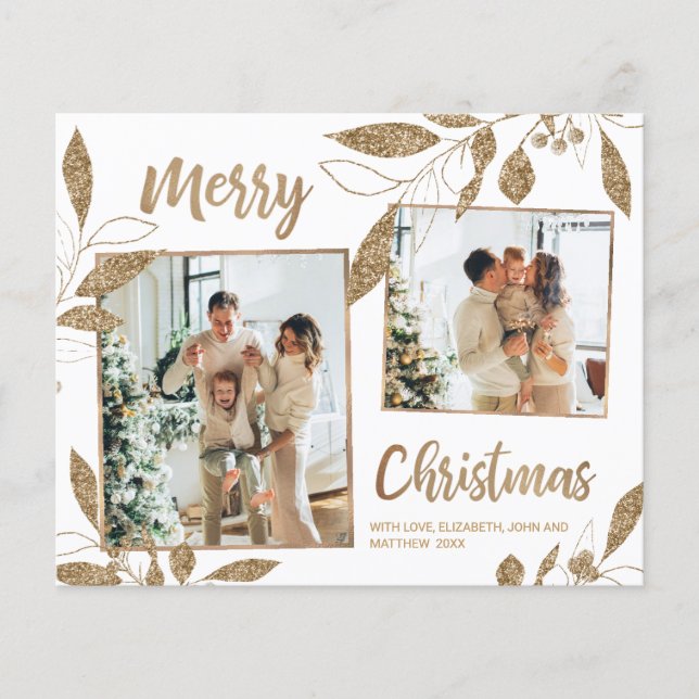 Tarjeta de 2 Navidades de fotografía con elegancia (Anverso)