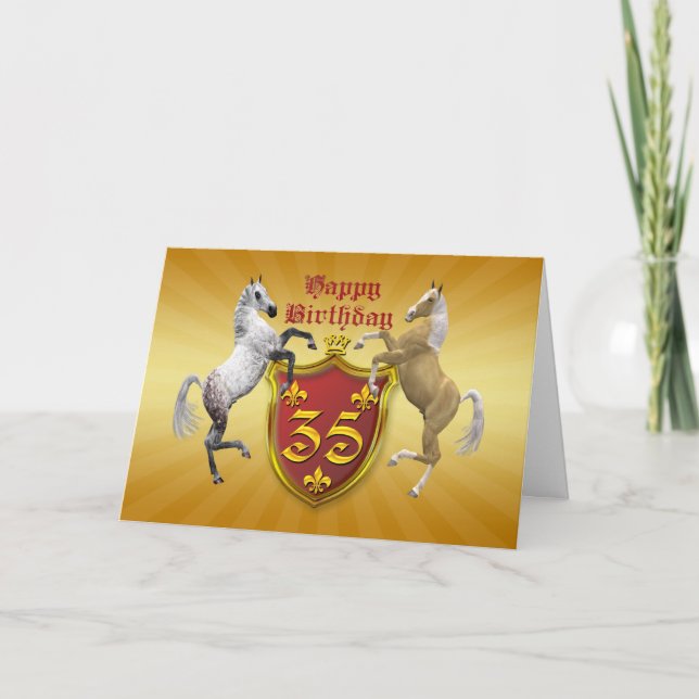 Tarjeta de 35 cumpleaños con escudo de armas (Anverso)