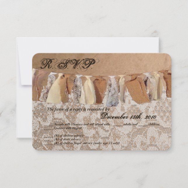 Tarjeta de 3.5x5 R.S.V.P. Bolsa de papel kraft con (Anverso)