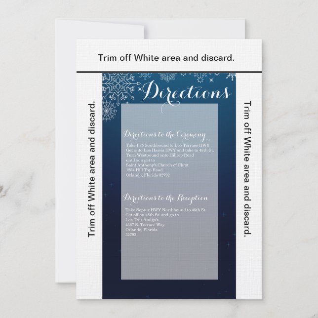 Tarjeta de 3.5x6 dirección Invierno Copos de nieve (Anverso)