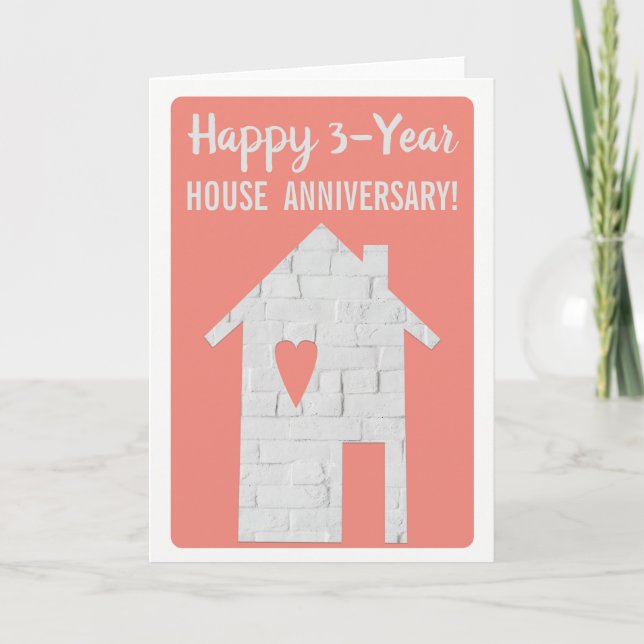 Tarjeta de 3 años de aniversario de casa (Anverso)
