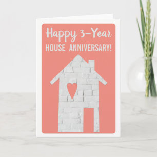 Tarjeta de 3 años de aniversario de casa