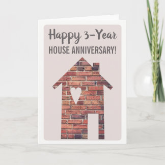 Tarjeta de 3 años de aniversario de casa