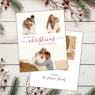 Tarjeta de 3 Navidades de Collage de fotos con gui