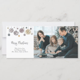 Tarjeta de 3 Navidades fotográficos con ornamentos