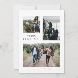 Tarjeta de 3 Navidades fotográficos modernos en bl