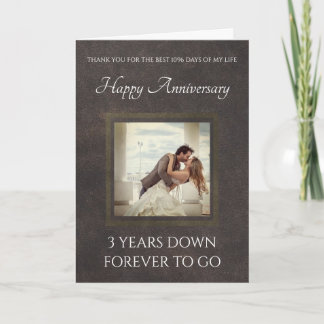 Tarjeta de 3er Aniversario con aspecto de cuero tr