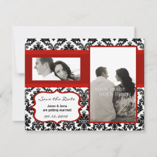 Tarjeta de 4x5 para Guardar la Fecha - Damask Negr
