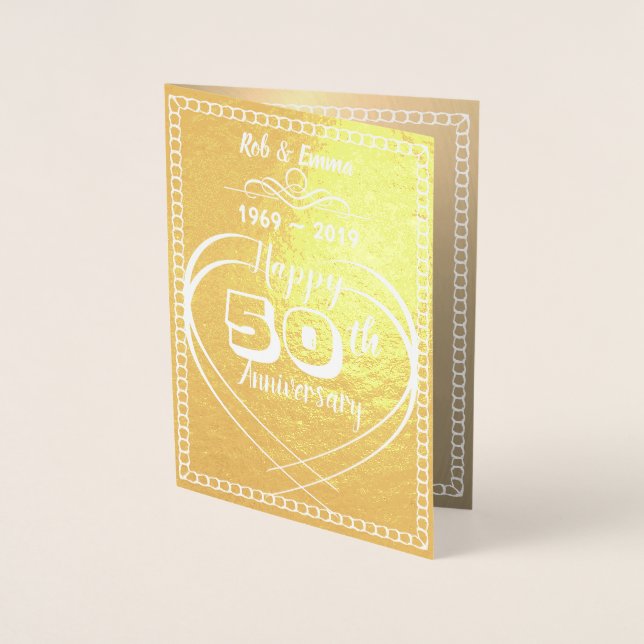 Tarjeta de 50 Aniversario de Oro personalizada por (Anverso)