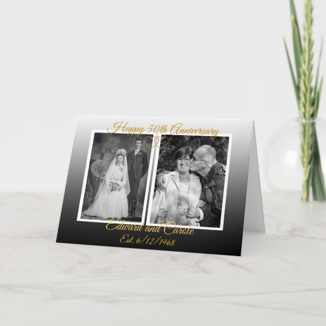 Tarjeta de 50 años de fotos personalizadas de Boda (Anverso)