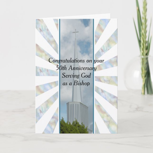 Tarjeta de 50 años sirviendo a Dios (Anverso)