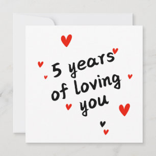 Tarjeta de 5 años feliz - Amor y Corazón