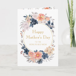 Tarjeta de 5 fotos de día de la madre floral azul