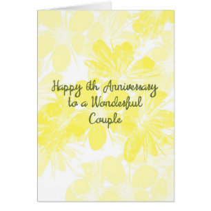Tarjeta de 6º Aniversario de Boda Flores Amarillas