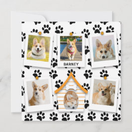 Tarjeta de 6 fotos con nombre de casa de perro en 