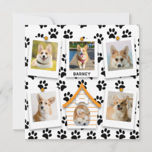 Tarjeta de 6 fotos con nombre de casa de perro en