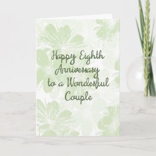 Tarjeta de 8º Aniversario de Boda Flores Verdes
