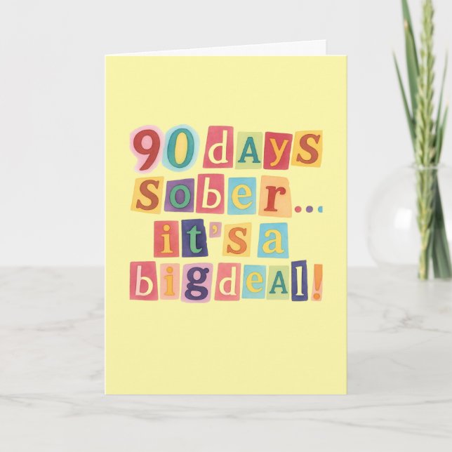 tarjeta de 90 días sobrio con sobre 5x7 (Anverso)