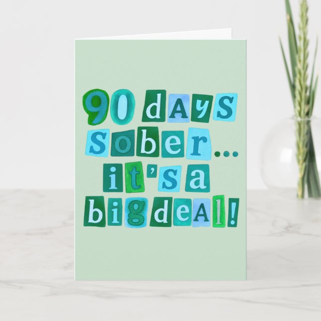 tarjeta de 90 días sobrio con sobre 5x7 (Anverso)
