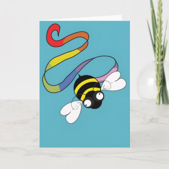 Tarjeta de abeja de arcoíris zumbante (en blanco p (Anverso)