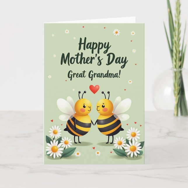 Tarjeta de abejas del día dulce de la madre (Anverso)