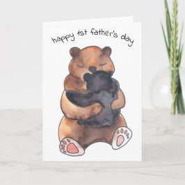 Tarjeta de abrazo de oso bebé lindo para el primer