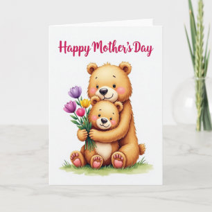 Tarjeta de Abrazo de Oso de Acuarela