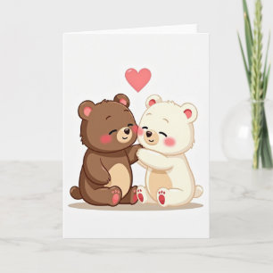 Tarjeta de abrazo de oso de amor minimalista