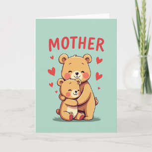 Tarjeta de Abrazo de Oso Madre de Peluche
