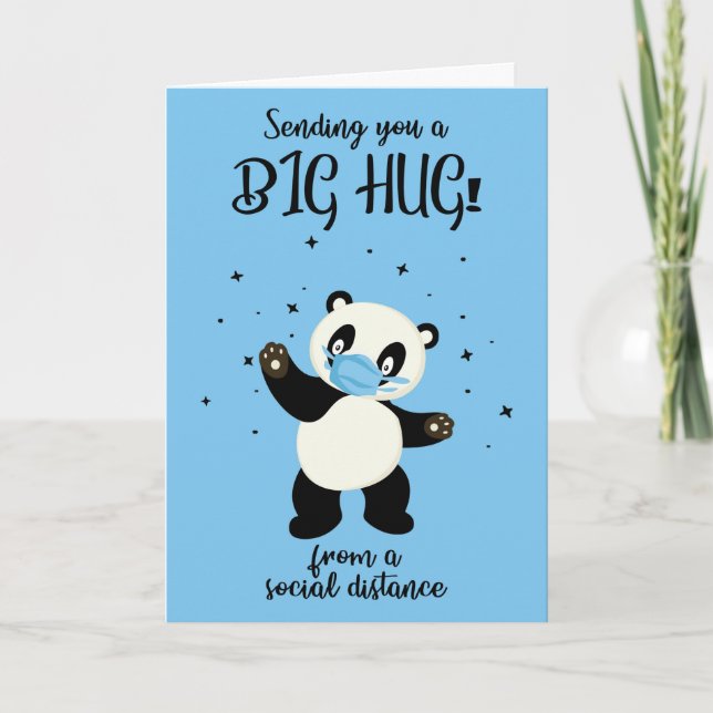 Tarjeta de abrazo de oso panda de distanciamiento  (Anverso)